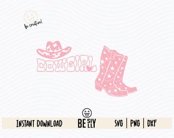 Cowgirl Boots SVG File, Disco Cowgirl SVG, Svg for Cricut - Silhouette, Western Svg, Cowgirl Clipart, Pink Cowgirl Boots