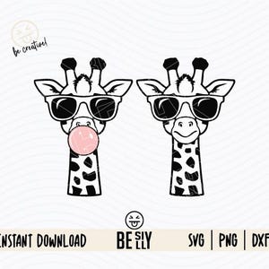 Giraffe wearing Sunglasses svg, Giraffe Bubble Gum SVG, Giraffe Glasses Bubble Gum, Fun Giraffe, Svg Cut File Cricut, Instant Download