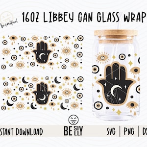 Evil Eye Wrap SVG 16 Unzen, Evil Eye Schutz SVG, Türkisch Eye Wrap SVG, Hamsa Hand SVG, Boho Glass Wrap svg, svg für Cricut