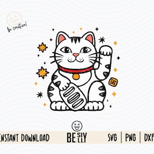 Japanese Lucky Cat Svg, Fortune Cat Svg, Chinese Good Luck Svg, Maneki Neko, Lucky Cat Svg, Svg for Cricut