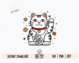Japanese Lucky Cat Svg, Fortune Cat Svg, Chinese Good Luck Svg, Maneki Neko, Lucky Cat Svg, Svg for Cricut