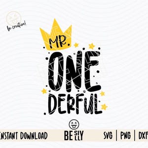 M. Onederful, premier anniversaire de garçon SVG, fichiers de découpe au format Svg, Eps, Dxf et Png, vinyle Cricut Silhouette fer sur