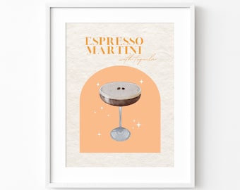Espresso Martini Cocktail Digitaler Kunstdruck, Martini-Cocktail Poster, Bar Warenkorb Wand Kunst Druck, trendige Küche Druck, Cocktail Bar Warenkorb Druck