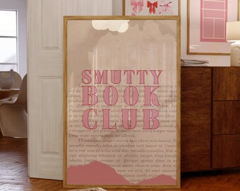 Impresión de pared digital de arte librero de Smut divertido, cartel del club de lectura estética, regalo de amante de los libros picantes, decoración de arte del lector de Smut, cartel de lectura de moda
