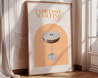 Espresso Martini Cocktail Digitaler Kunstdruck, Küche Cocktail Poster, Bar Warenkorb Wand Kunst Druck, trendige Küche Druck, Cocktail Bar Warenkorb Druck