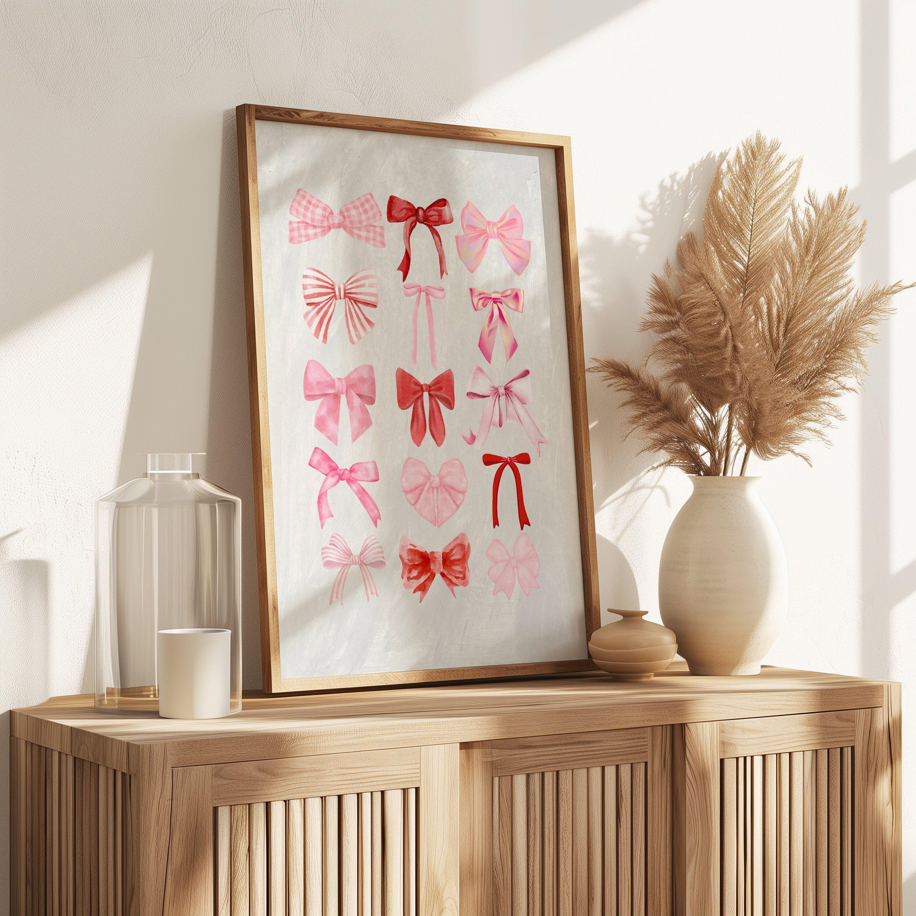 Coquette Room Decor, Pink Bow Digital Wall Art Print, Balletcore Wall ...