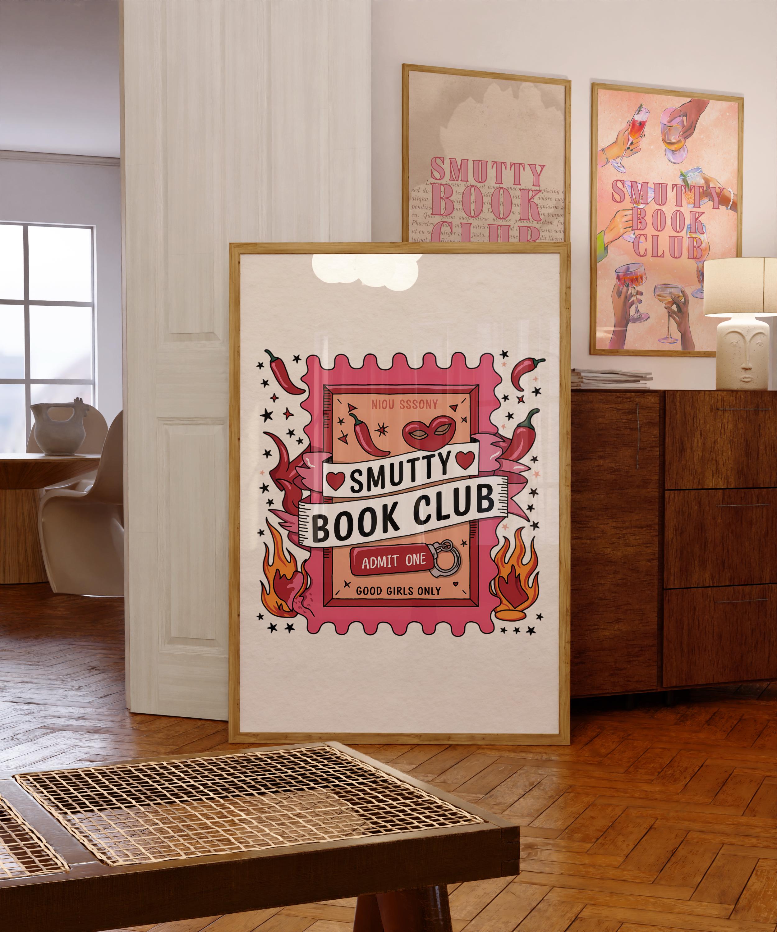Smutty Book Club Poster, Funny Smut Bookish Digital Wall Art Poster, Spicy Book Lover Gift, Smut Reader Art Decor, Trendy Reading Poster