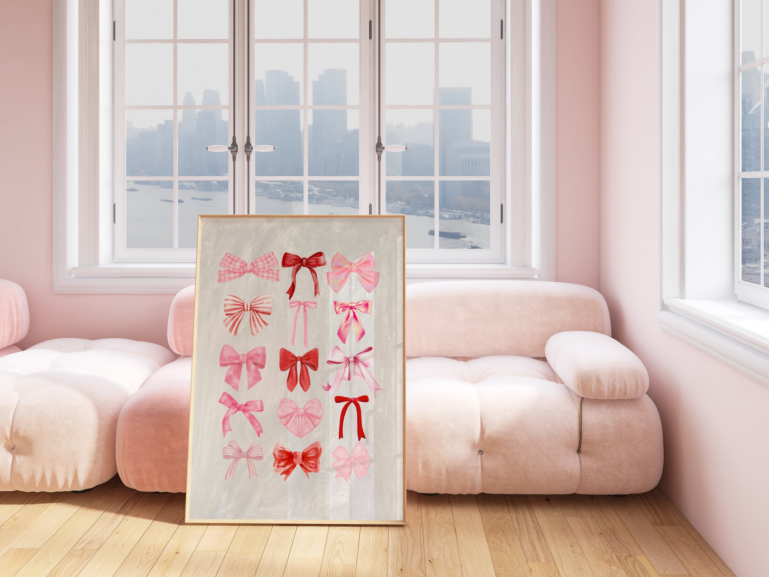 Coquette Room Decor, Pink Bow Digital Wall Art Print, Balletcore Wall ...
