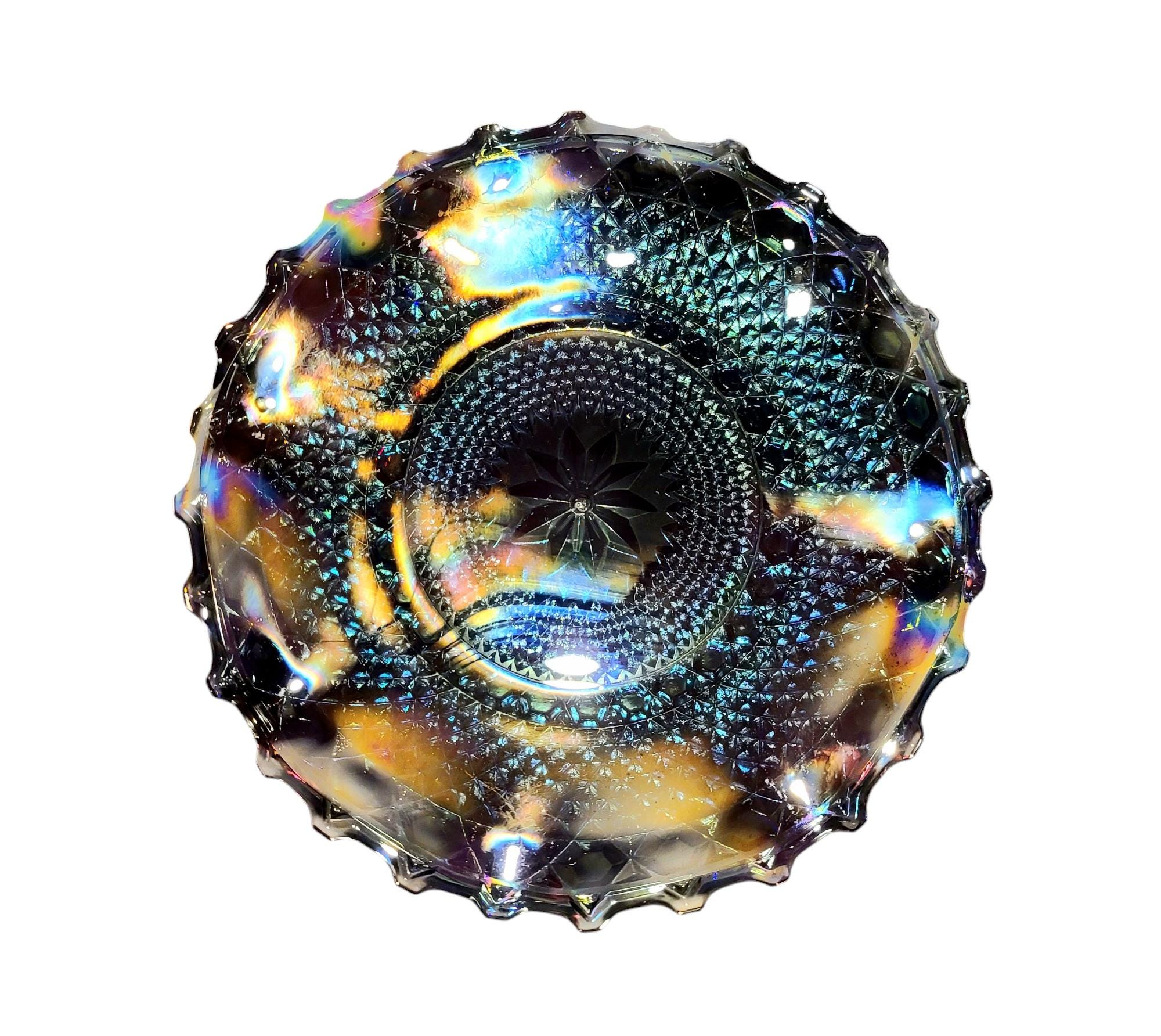 Indiana Glass Carnival Glass Ruffled Edge Shallow Dish