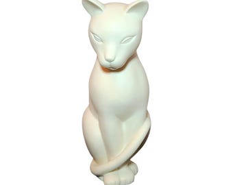 Crowning Touch White Bisque Porcelain Cat Statue