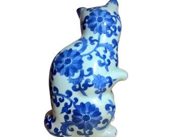Lucky Paw Floral Ceramic Cat Figurine
