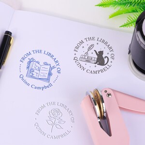 Carimbo de relevo personalizado para livros, carimbo de biblioteca personalizado para amantes de livros, presente exclusivo para leitores, professores e bibliotecas domésticas, carimbo de relevo Ex Libris