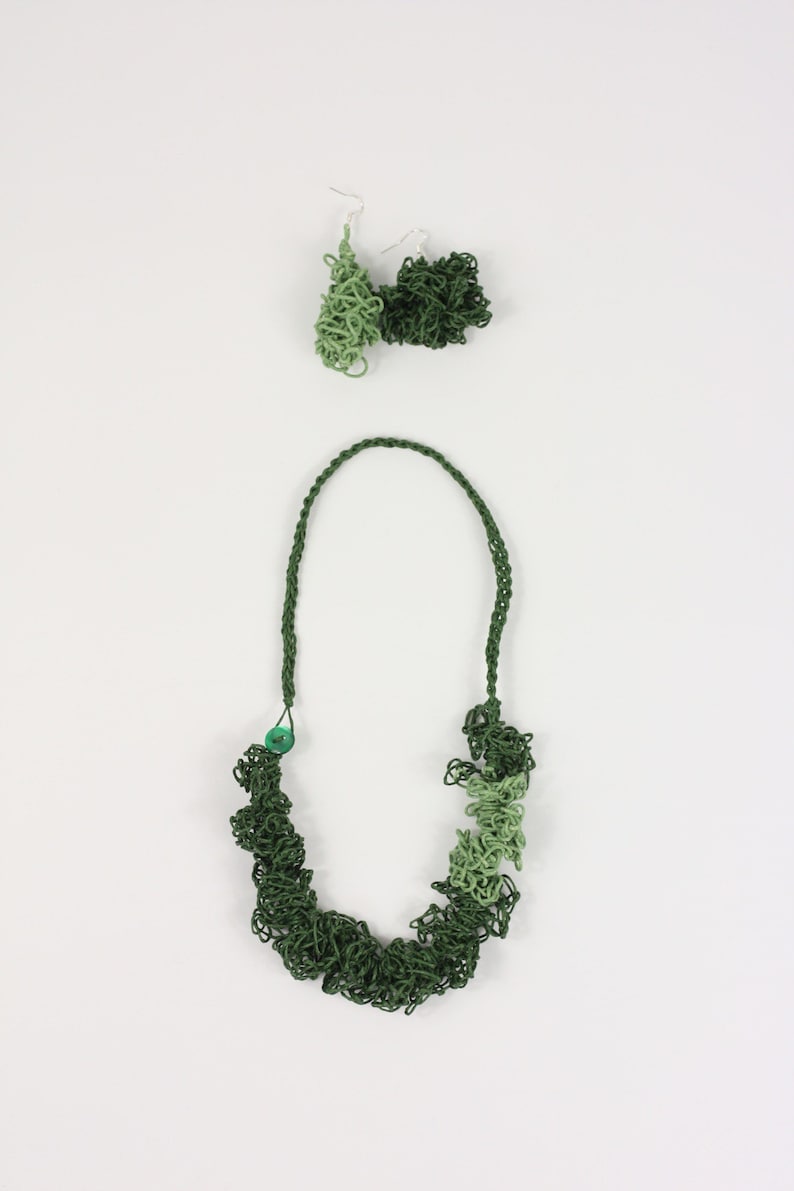 LUCIELAlUNE choker necklace Earring grace plant green vocation jewelry natural materialwomen fashion gift free sketch style