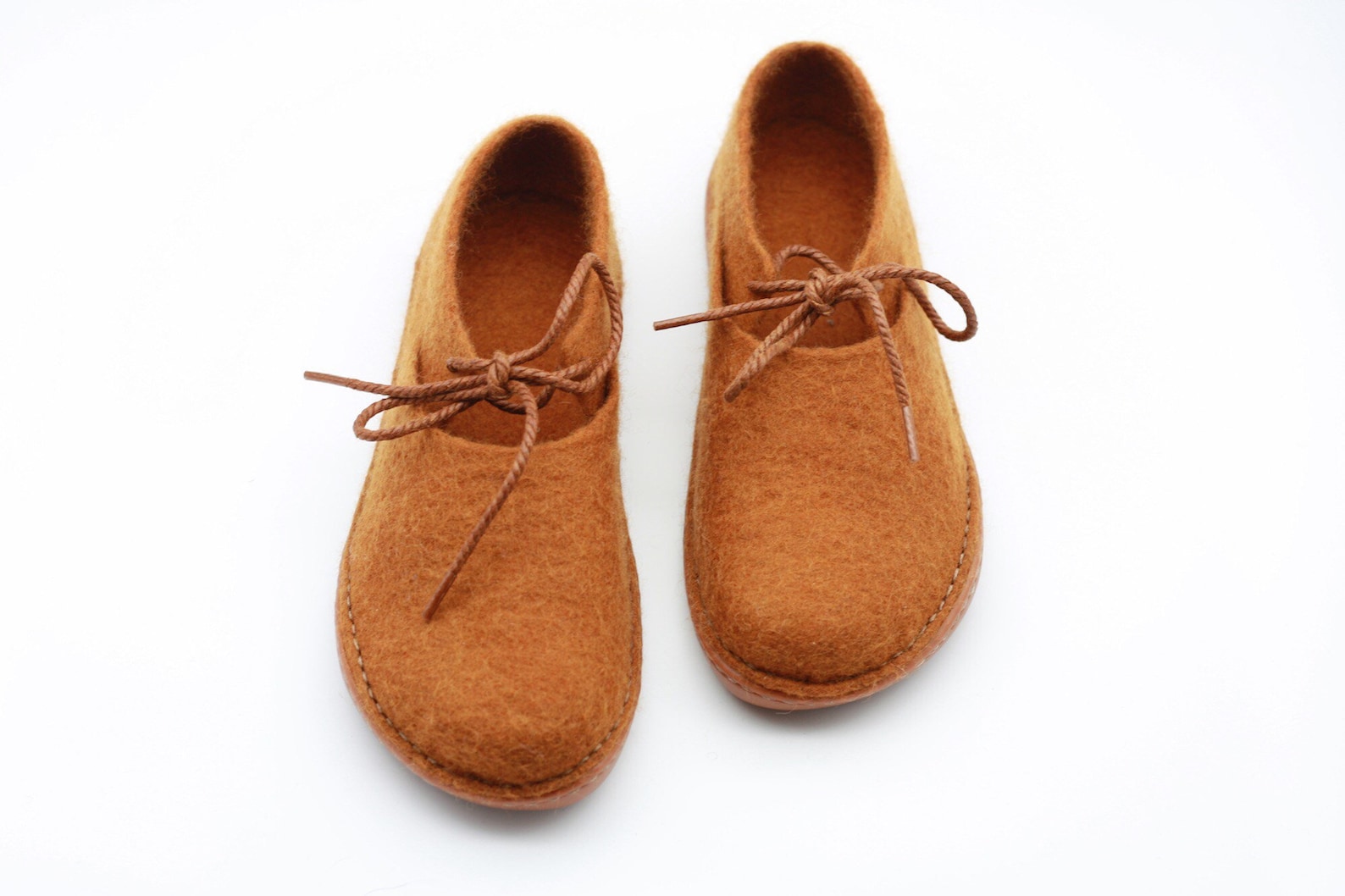 lucielalune / spring ballet shoes/eu38 us7.5 uk5 / caramel color/ women/ handmade felted wool/