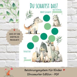 Reward chart for children's routines | Reward system progress chart for children with dinosaurs | Dino motivation chart | Printable PDF A4 A3
