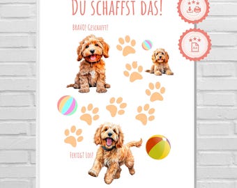Reward chart for children "Puppy" to print, reward system, reward plan for children, you can do it, potty training, DIN A4 download
