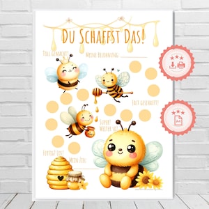 3 delen motivatiebord honingbijen voor kinderen, 12 punten & certificaat, routinebord, gewoonten, leermotivatie, promoten, bloem, PDF A4