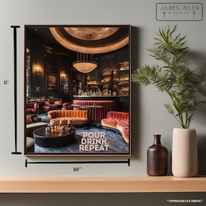 Sleek Bar Artwork Vibrant Retro Print Cocktail Poster Lounge Hallway Chic Stylish Design Clipart Vogue Wall Art Funky Digital Download