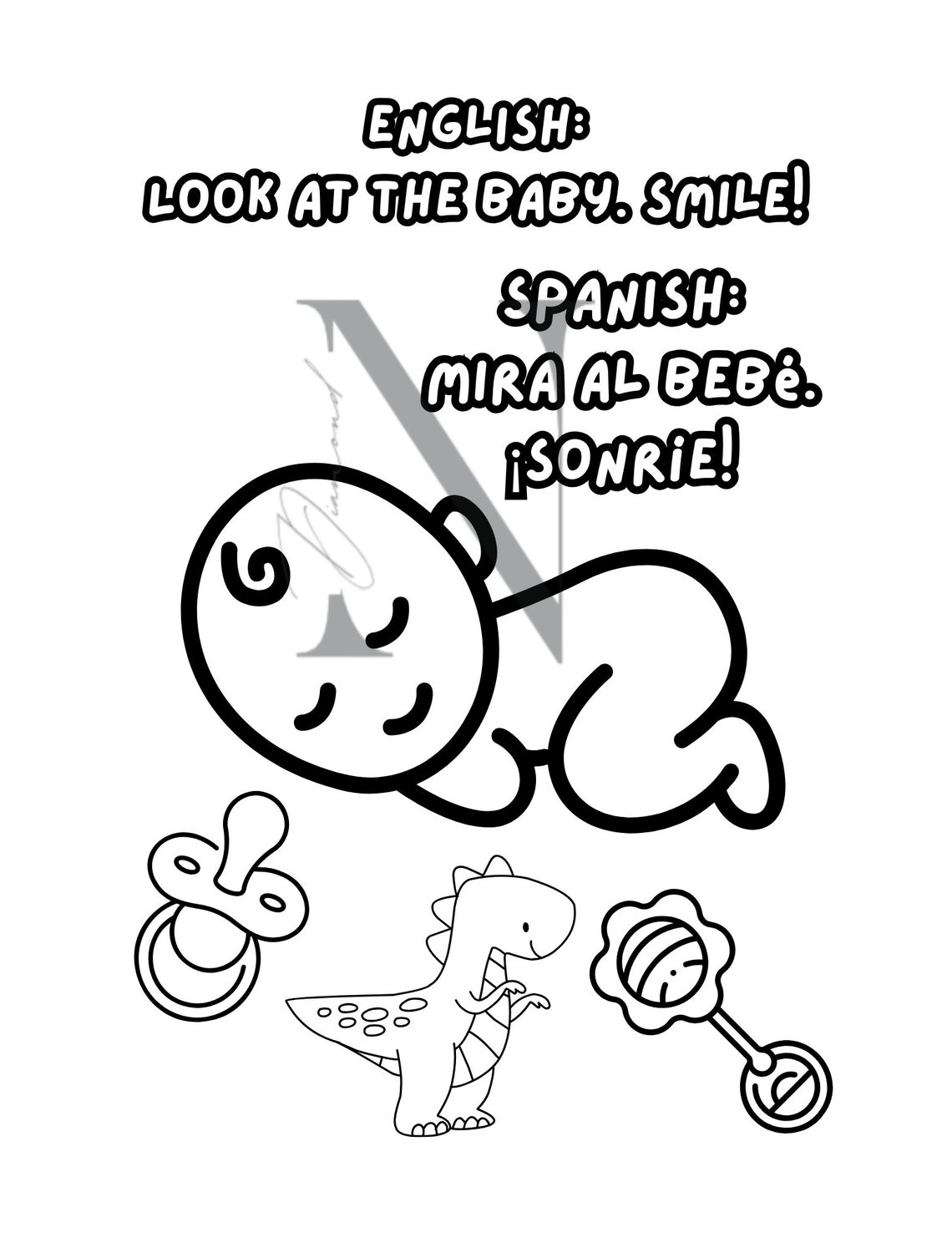 Coloring Print Outs | First Words Coloring Pages | English and Spanish ...