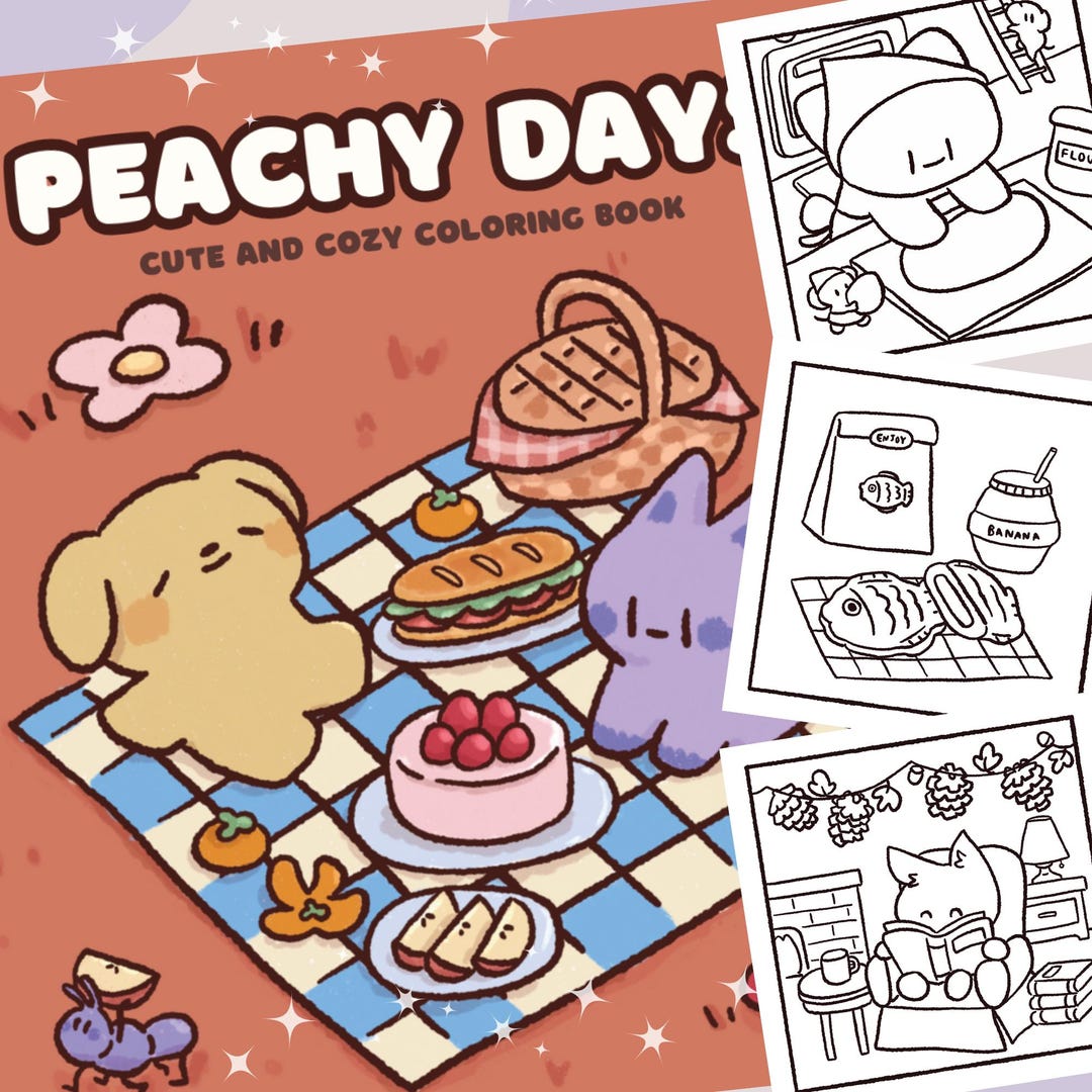 Cute and Cozy Coloring Pages, 40 Fall and Winter Illustrations, Instant ...