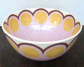 Handmade, Ceramic, Bowl, Luxury, Gift, Gold Edged, Abstract, Yellow, Lilac