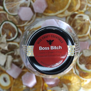 Hive Craft Cocktails Boss B*tch Infusion Kit Bourbon Whiskey Vodka Gin Mixer for Alcohol or Mocktail Citrus Zest Empowerment Gift for Her