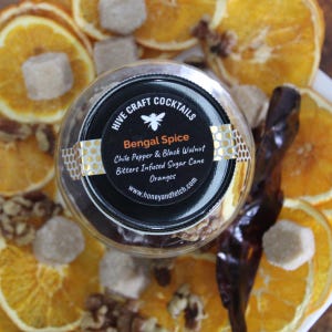 Old Fashioned Twist Craft Cocktail Kit  Bourbon or Whiskey Mixer for Alcohol or Mocktail Orange Spicy Pepper Walnuts Party Football Gift Him
