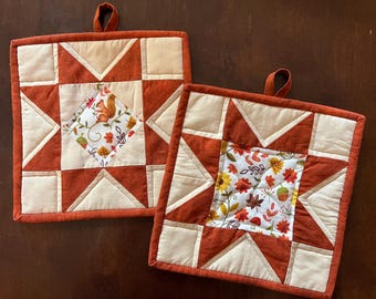 Gesteppter Topflappen für den Herbst: 20 x 20 cm