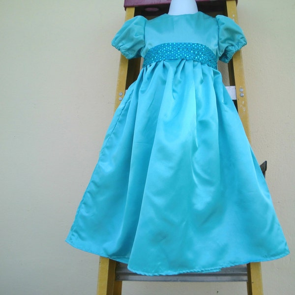 Chemise de nuit/robe Wendy Darling/Déguisement en satinette bleue