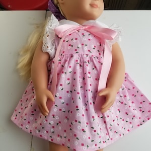 American Dolls 18&quot; dress in pink with lace. ( FREE Shipping)