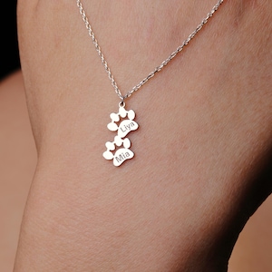 Custom Engraved Pet Paw Necklace: Sterling Silver Memorial Jewelry