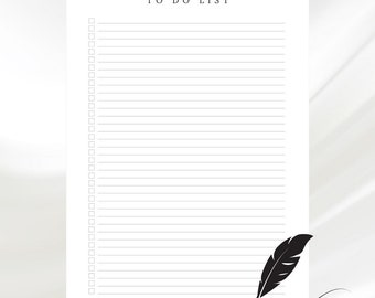 Op de afbeelding: Een witte to-dolijst met een zwarte veertjespen en een zwarte lijn eronder. De tekst "TO DO LIST" staat bovenaan de pagina.