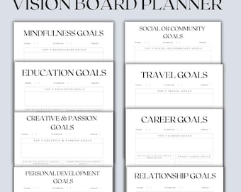 Jaarvisiebord 2026, doelen stellen, visiebord afdrukbaar, visionboard, nieuwjaarsdoelen, doelentracker, visionboard voor bevestiging.