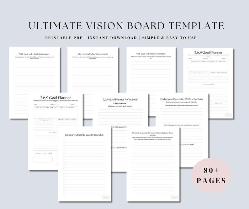 2026 Yearly Vision Board, Goal Setting, Vision Board Printable, Vision ...