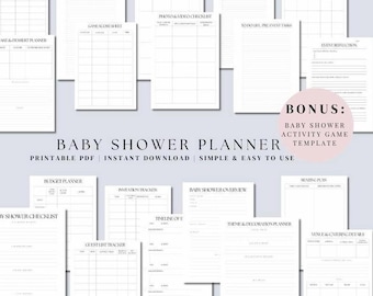baby shower planner, baby shower, baby shower planner template, baby shower invitations, baby shower games, instant download, printable baby