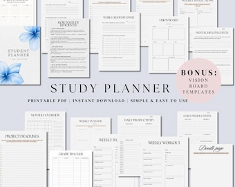 Student Planner, Academic Planner, Weekly, Daily & Monthly Student Planner, College Planner, Digital Planner, goodnotes study planner