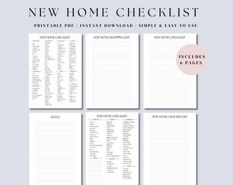 New home checklist, new home essentials checklist, home buyer checklist, new home build checklist, home checklist, organization checklist.