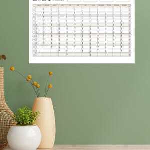 A4 2026 yearly planner, printable, one-page overview, year at a glance, wall calendar, annual calendar, calendar poster, 365 day planner image 4
