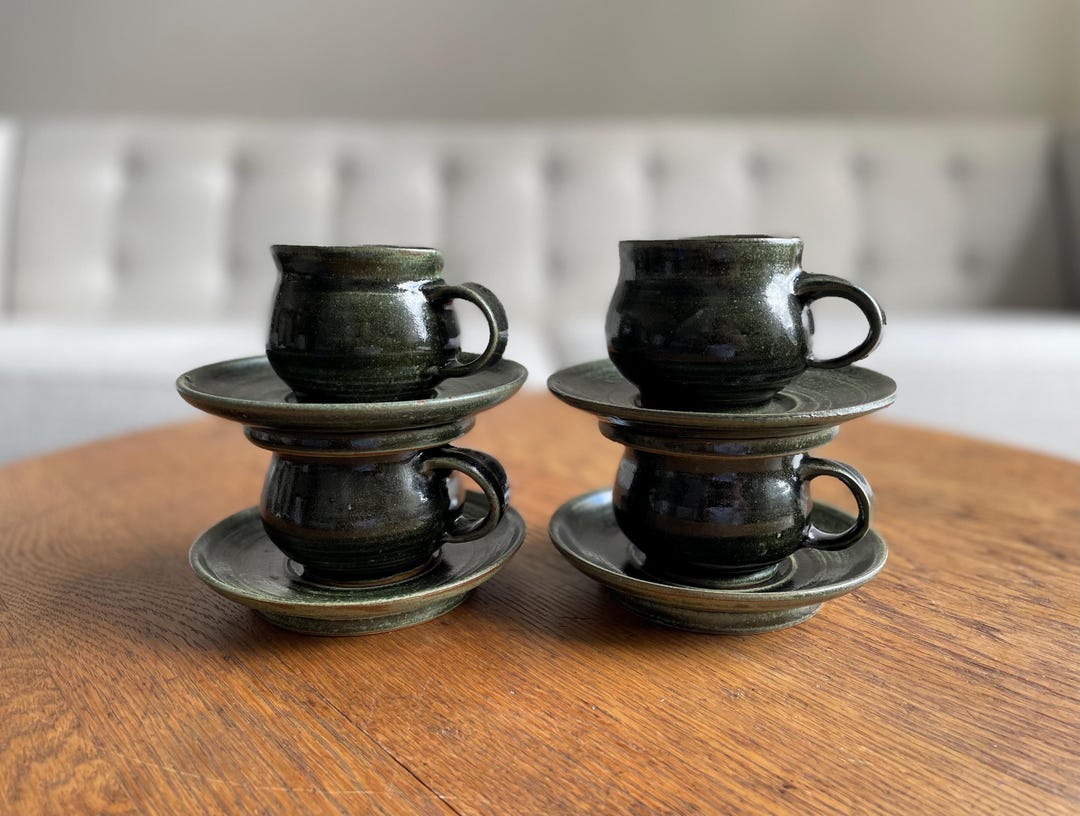Vintage Studio Pottery Tea Cups | Vintage Studio Pottery Mugs | Set of ...