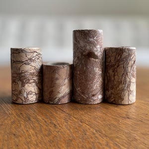 Vintage Marble Candle Holders | Marble Tealight Holders | Stone Candleholders | Votive Candle Holders | Set of 4 Honed Marble Candle Holders