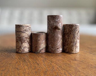 Vintage Marble Candle Holders | Marble Tealight Holders | Stone Candleholders | Votive Candle Holders | Set of 4 Honed Marble Candle Holders