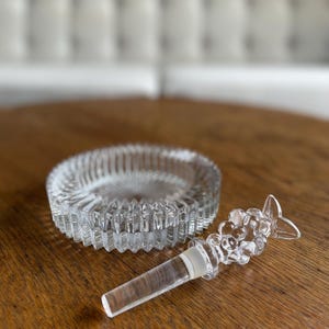 Vintage Boxed Crystal Wine Stopper and Coaster Diamond Fire Pattern by MIKASA | Vintage Cystal | Vintage Mikasa | Bottle Stopper | Barware