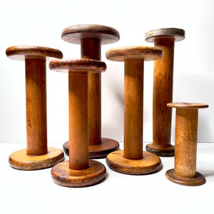 Vintage Wooden Spools - set of 6 | Set of 6 Wooden Spools | Vintage Spools | Weaver Spools | Craft Spools | Thread Spools | Ribbon Spools
