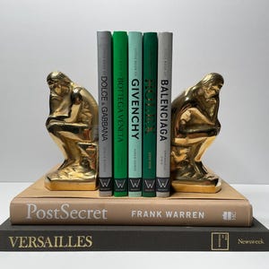 Vintage Brass “The Thinker” Bookends | Vintage “Le Penseur” Bookends | Brass The Thinker | The Thinker Figurine | Brass The Thinker Figurine