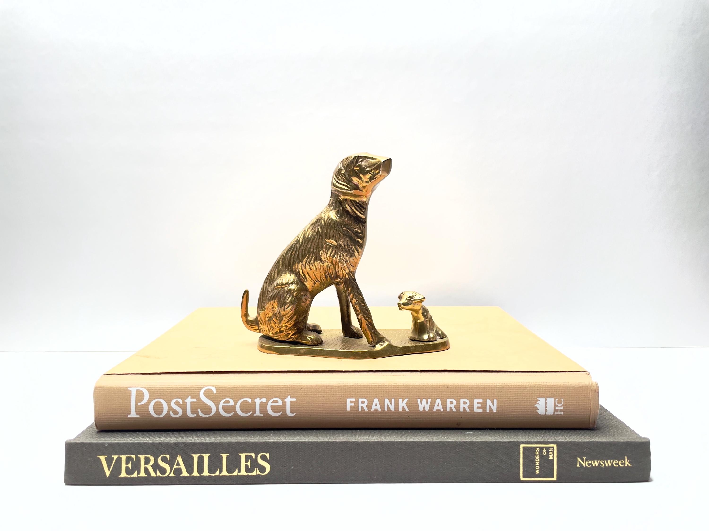 ヴィンテージ真鍮製犬の置物 | 真鍮製母子の犬の置物 | ヴィンテージ