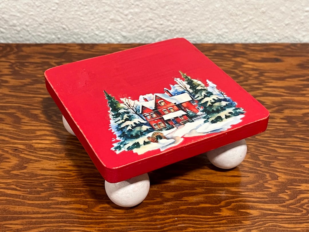 Handmade Mini Wood Riser: Red Christmas Tiered Tray Decor - Etsy