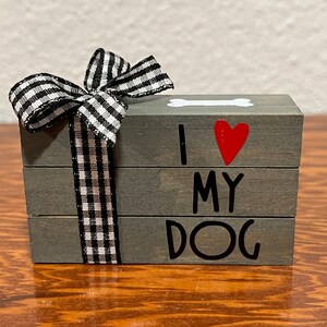 Mini wood Book Stack, Pet Book Stack, Dog Lover Decor, I Love My Dog Decor