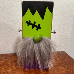 Frankenstein gnome shelf sitter, Frankenstein decor, Halloween shelf sitter, wood Frankenstein, Halloween decoration