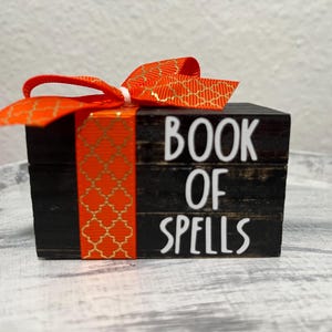 Mini wood Book Stack, Book Stack, Halloween book stack home Decor,  Halloween Tiered Tray decor, book of spells book stack