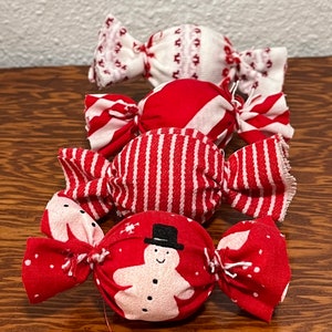 Handmade Fabric Candy Gumballs, Christmas Tiered Tray Decor, Set of 4
